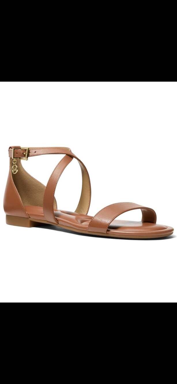 MICHAEL Michael Kors Alexa Flex Leather Sandals Luggage Size 8.5 – MSRP $119.50